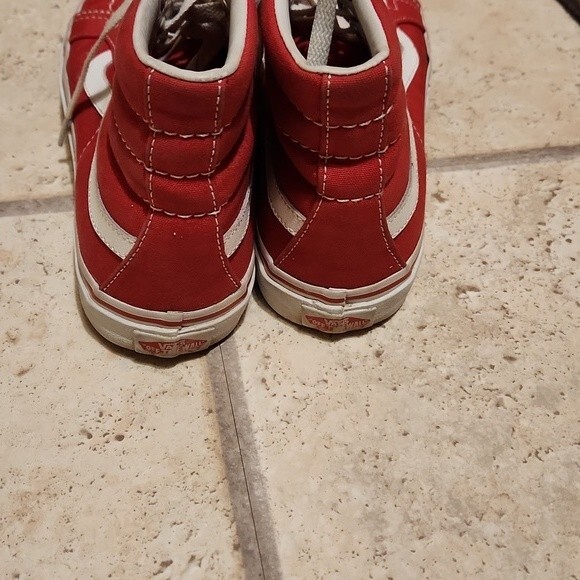 Vans Old Skool Hi Top Red Skater Shoes  Size Men's 6.5 Women's 8 - Picture 4 of 11